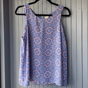 Printed blue and pink tank